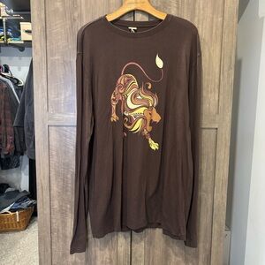 NWT Onno organic brown XL long sleeve brown tee Shirt Lion Graphic